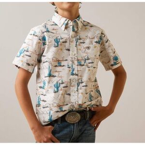Ariat White Short-Sleeve Desert Cactus Print Shirt